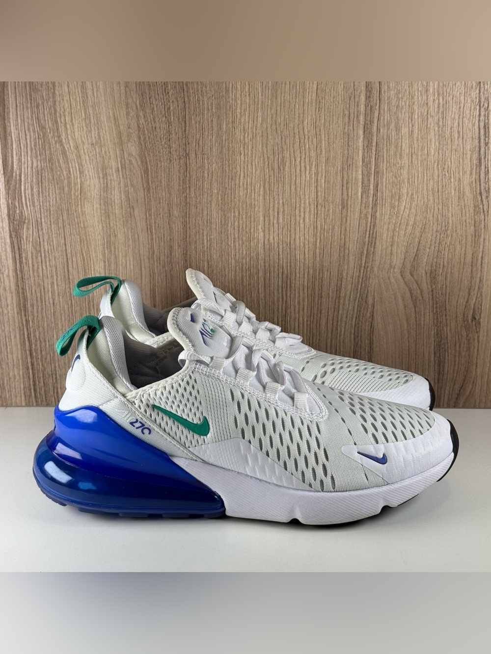 Nike Air Max 270 White Lapis Blue Neptune Green Shoe AH6789-109 Women’s Size 8